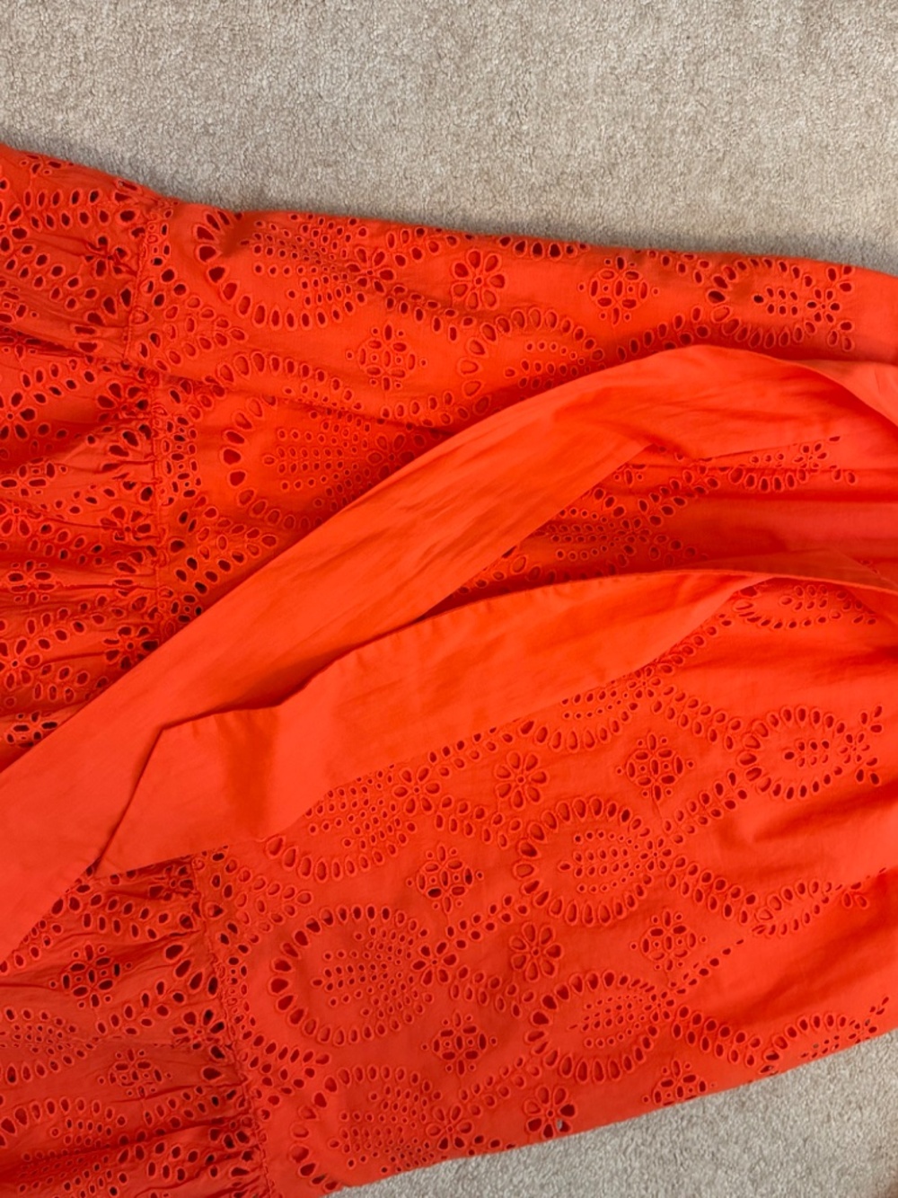 Ann Mashburn Cotton Linen Poppy Orange Red Eyelet Dress Size XL - Picture 5 of 7